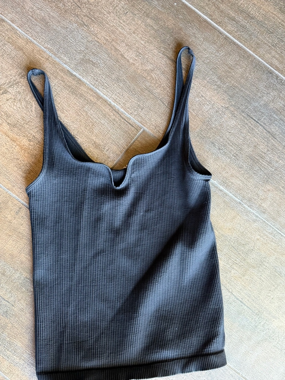 Black Ribbed V-Neck Cami Tank -one size fits all but too big for smalls
